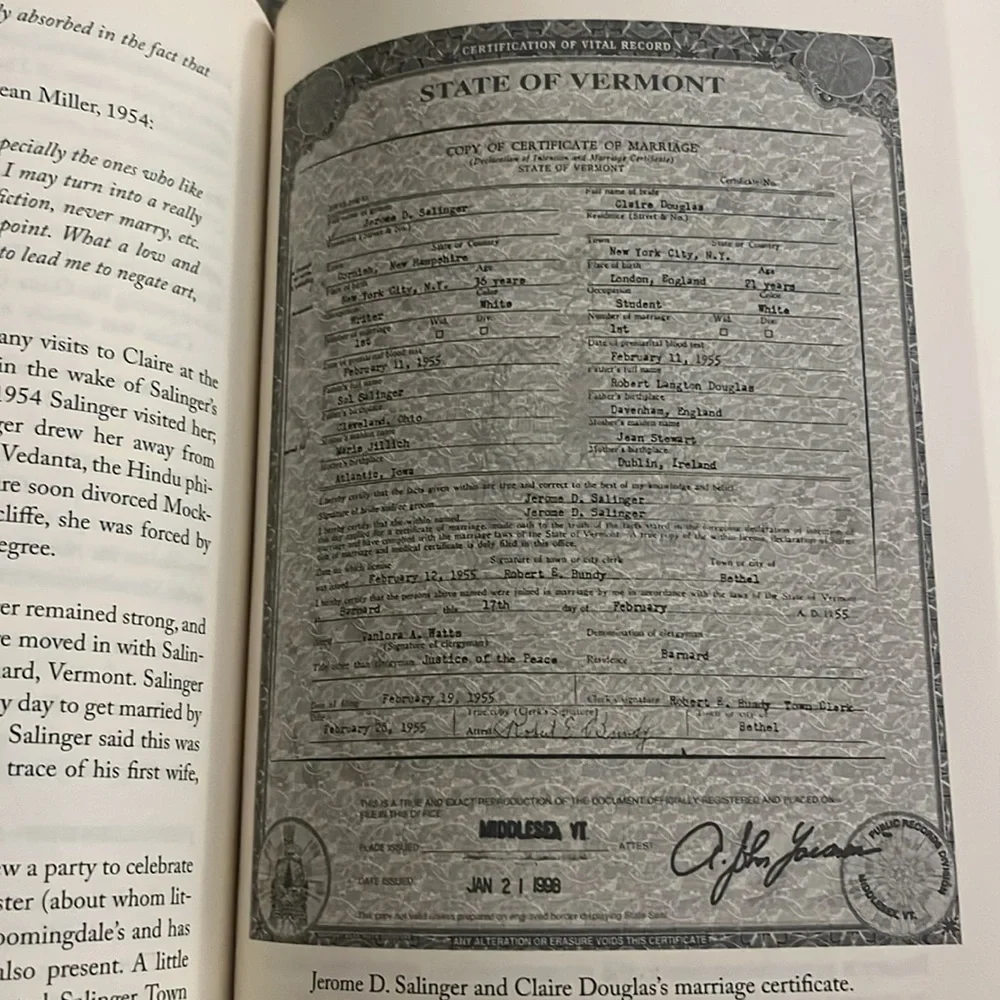 SALINGER Official Book of the Documentary Film DAVID SHIELDS HCDJ 1ST/1ST print
